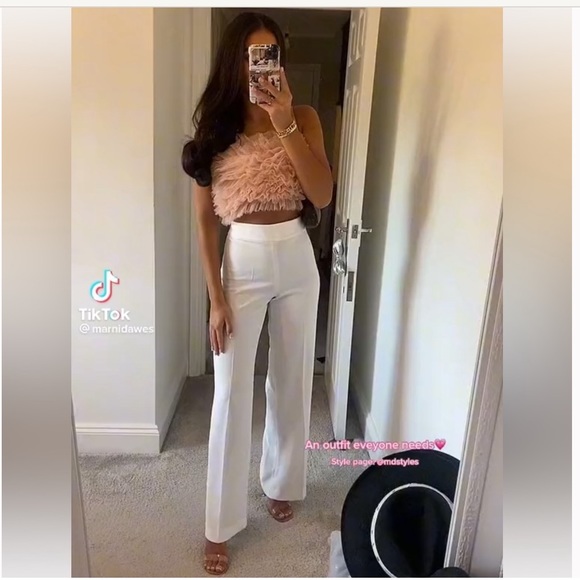 ZARA WHITE CREPE LONG FLOWY SIDE ZIPPER TROUSERS PANTS $50 - Picture 16 of 16